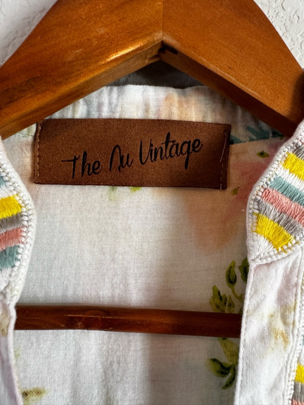The Nu Vintage Floral Print Embroidered Boho Romantic Delicate Button Down Top L - Picture 4 of 9